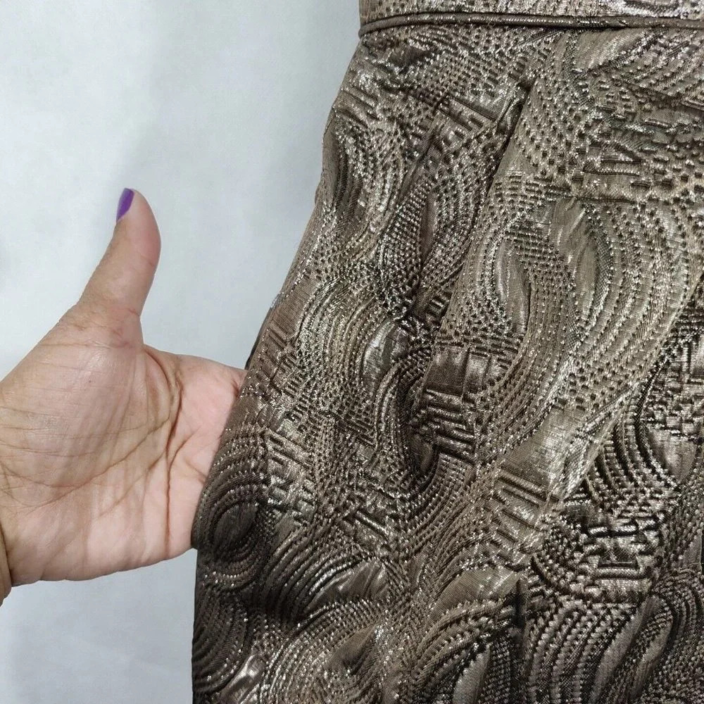 Banana Republic Brocade Bronze Metallic Sheath Cocktail Party Dress Women Size 4 - Picture 4 of 8